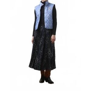 NEW POWDER PUFF COLLECTION diamond quilted vest in bandana chambray